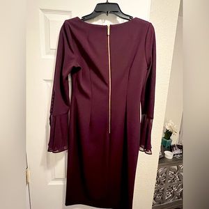 Calvin Klein Boat Neck Flare Sleeve w/buttons Dress